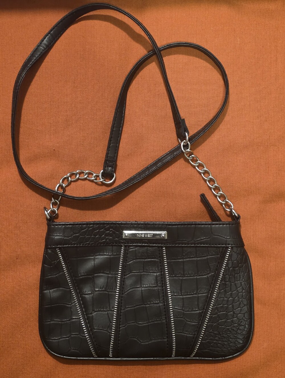 Nine West Compact Black Crossbody Bag with Adjustable Strap